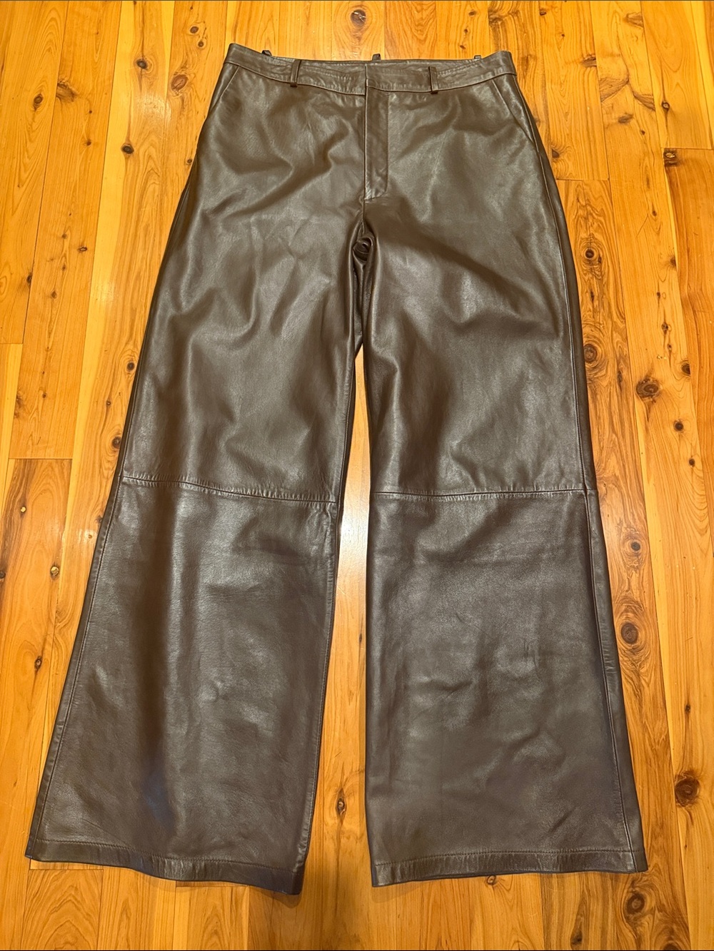 NEW🤎Bod & Christensen Brown Samantha linedWide Leg 100% Leather Pants sz 14 $550